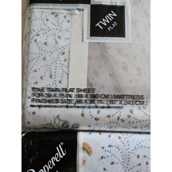 VTG NOS LADY PEPPERELL TWIN FITTED SHEET SET FLORAL FLOWERS TWO PIECE - Picture 3 of 7